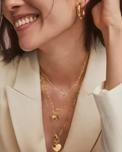 Bristol 18k Gold Vermeil Link Necklace in White Sapphire