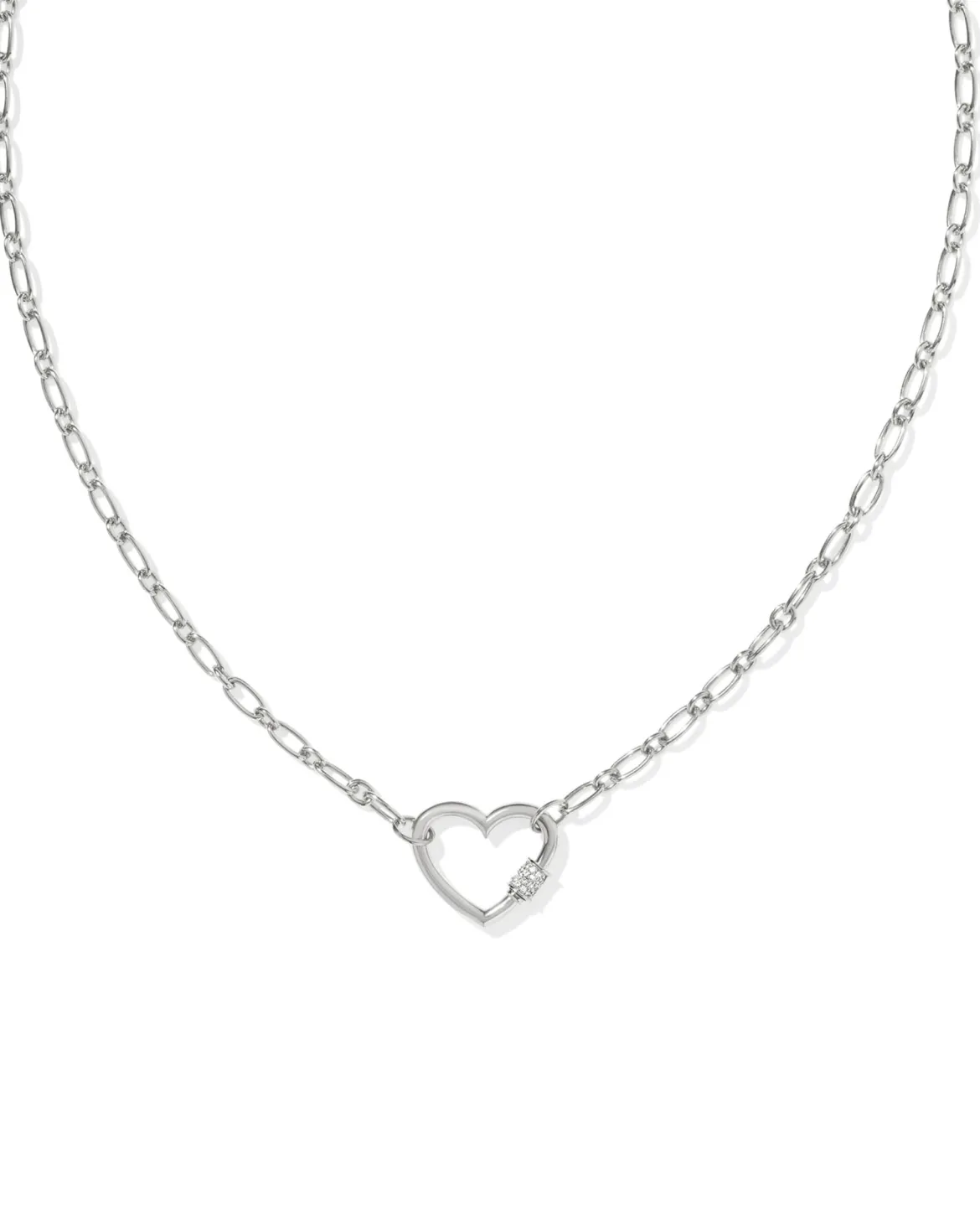 Bristol Sterling Silver Heart Pendant Necklace in White Topaz