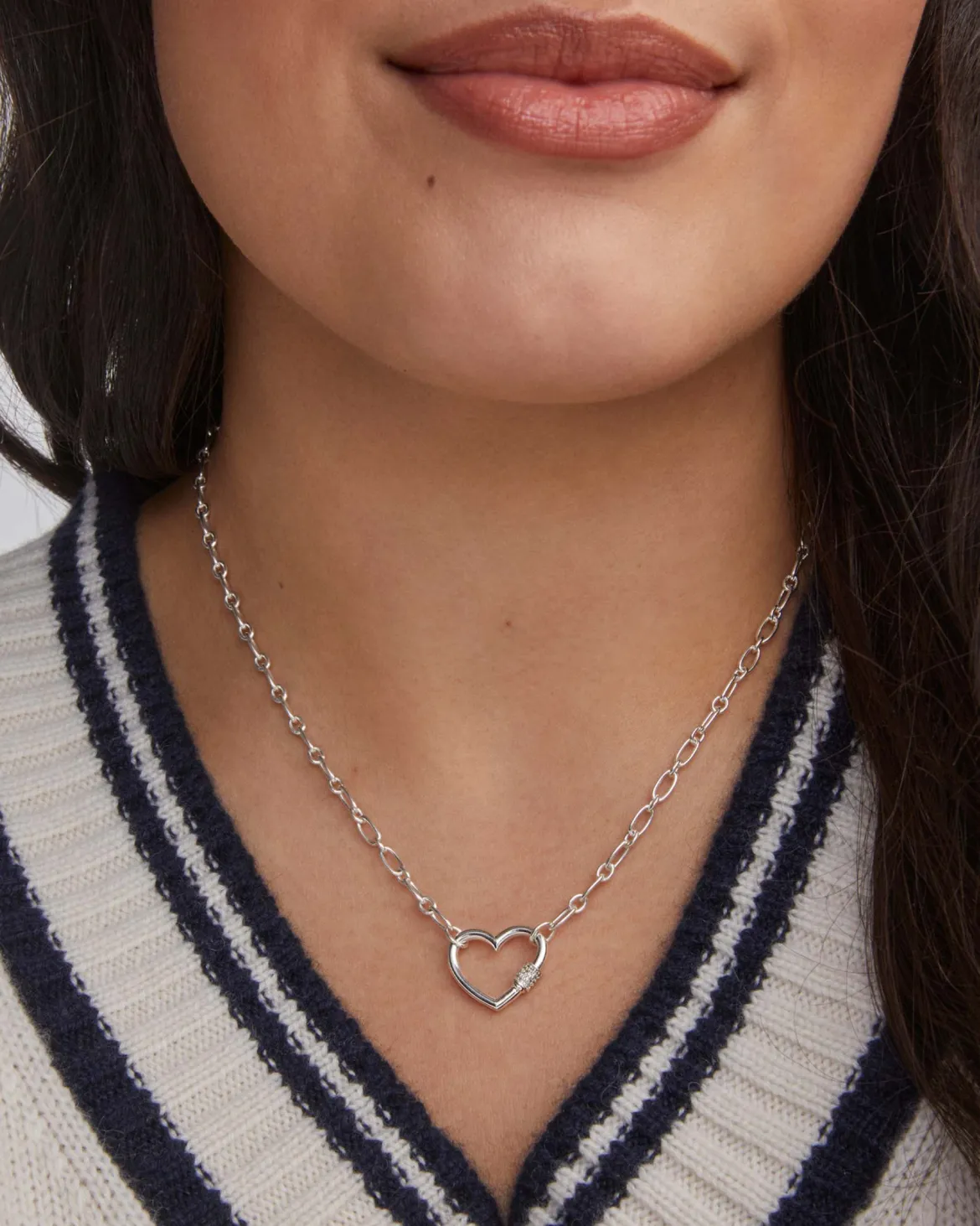 Bristol Sterling Silver Heart Pendant Necklace in White Topaz