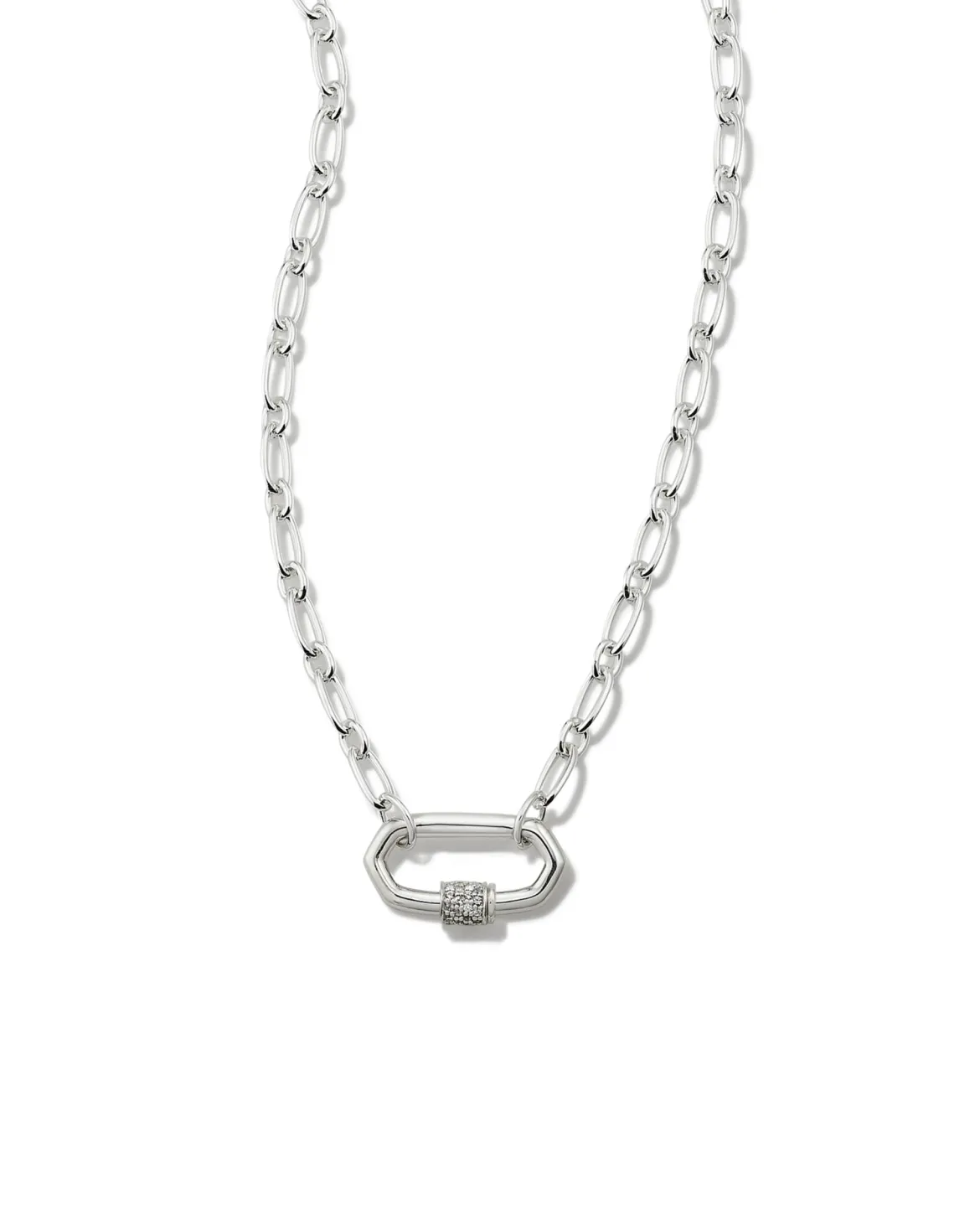 Bristol Sterling Silver Link Necklace in White Sapphire