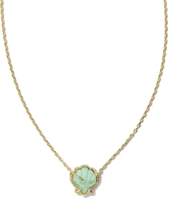Brynne Gold Shell Short Pendant Necklace in Sea Green Chrysocolla