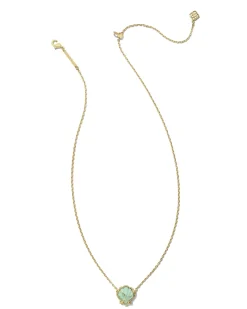 Brynne Gold Shell Short Pendant Necklace in Sea Green Chrysocolla