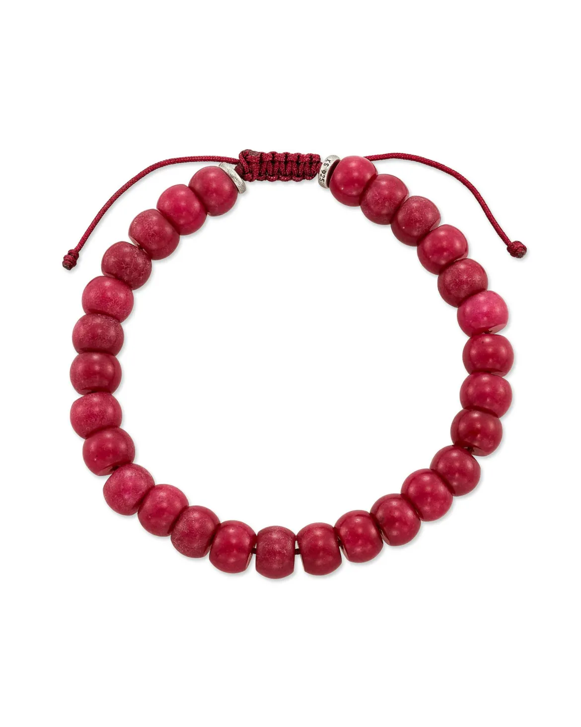 Cade Oxidized Sterling Silver Beaded Bracelet in Maroon Jade