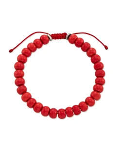 Cade Oxidized Sterling Silver Beaded Bracelet in Red Magnesite