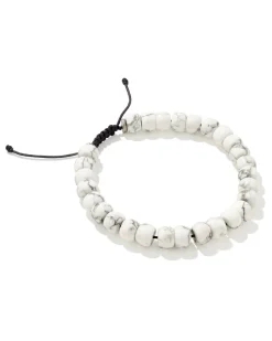 Cade Oxidized Sterling Silver Beaded Bracelet in White Howlite