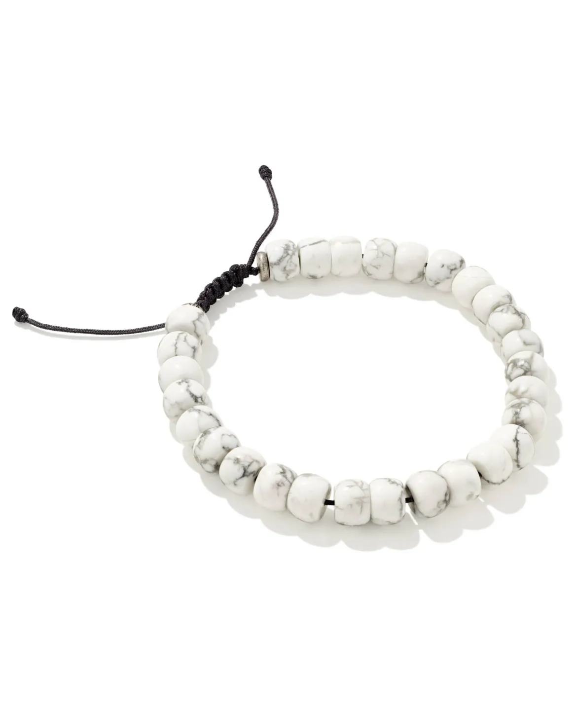 Cade Oxidized Sterling Silver Beaded Bracelet in White Howlite