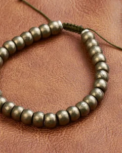 Cade Oxidized Sterling Silver Beaded Bracelet in Pyrite