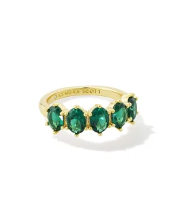 Cailin Gold Crystal Band Ring in Green Crystal