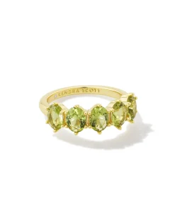 Cailin Gold Crystal Band Ring in Light Green Crystal