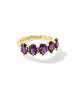 Cailin Gold Crystal Band Ring in Purple Crystal