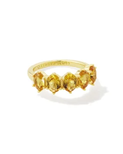 Cailin Gold Crystal Band Ring in Golden Yellow Crystal