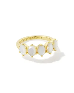 Cailin Gold Crystal Band Ring in Ivory Mother-of-Pearl