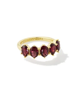 Cailin Gold Crystal Band Ring in Burgundy Crystal