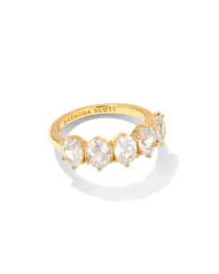 Cailin Gold Crystal Band Ring in White CZ