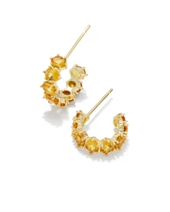 Cailin Gold Huggie Earrings in Golden Yellow Crystal