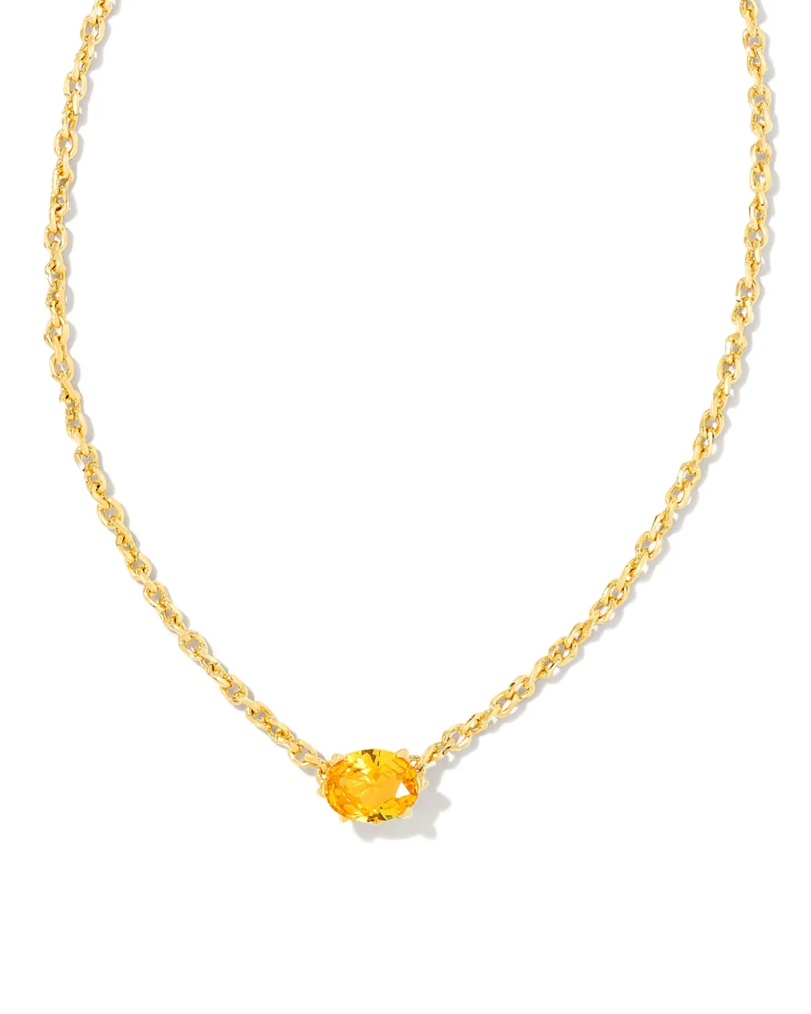 Cailin Gold Pendant Necklace in Golden Yellow Crystal