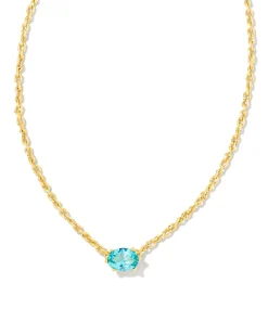 Cailin Gold Pendant Necklace in Aqua Crystal