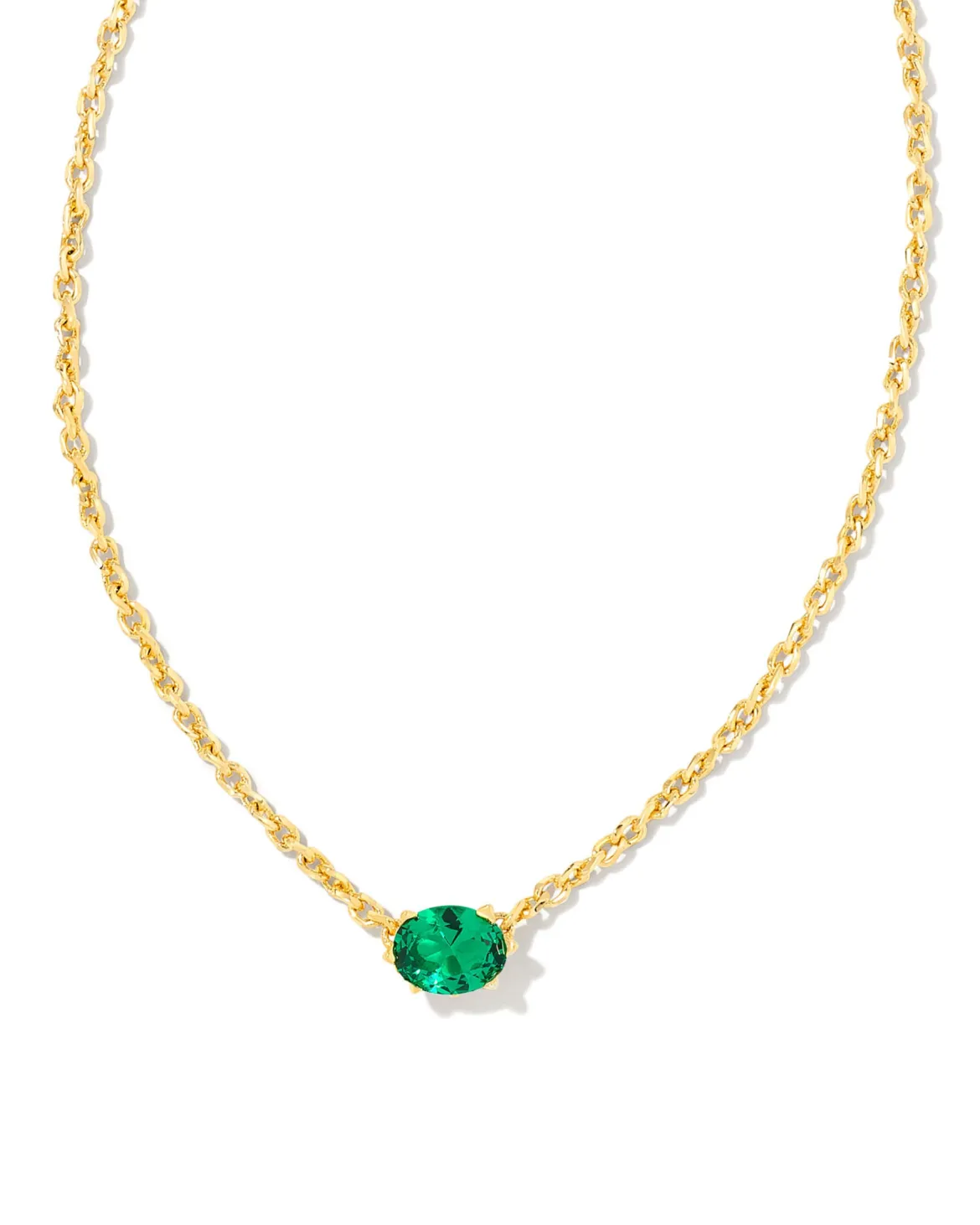 Cailin Gold Pendant Necklace in Green Crystal