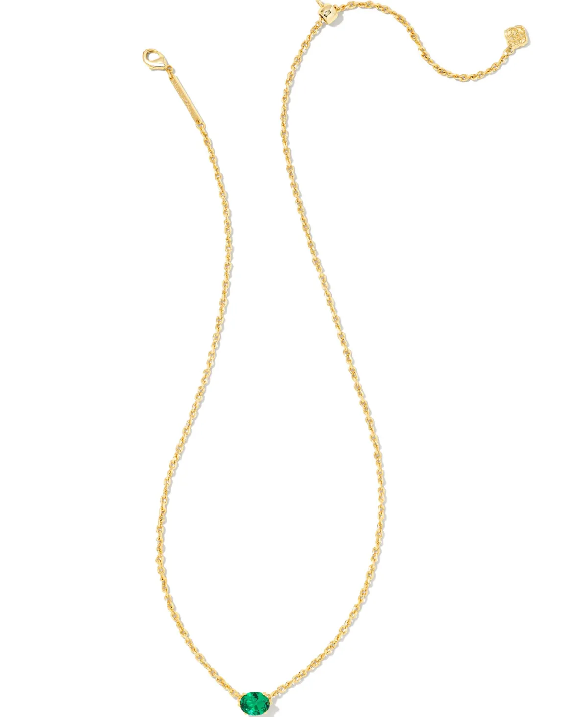 Cailin Gold Pendant Necklace in Green Crystal
