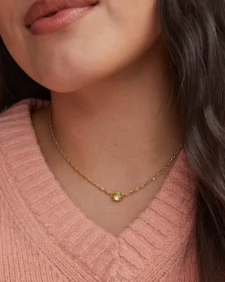 Cailin Gold Pendant Necklace in Light Green Crystal