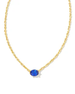 Cailin Gold Pendant Necklace in Blue Crystal