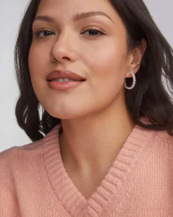 Cailin Silver Crystal Hoop Earrings in White CZ