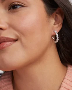 Cailin Silver Crystal Hoop Earrings in White CZ