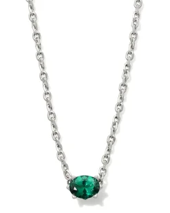 Cailin Silver Pendant Necklace in Green Crystal