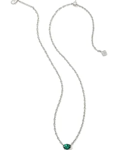 Cailin Silver Pendant Necklace in Green Crystal