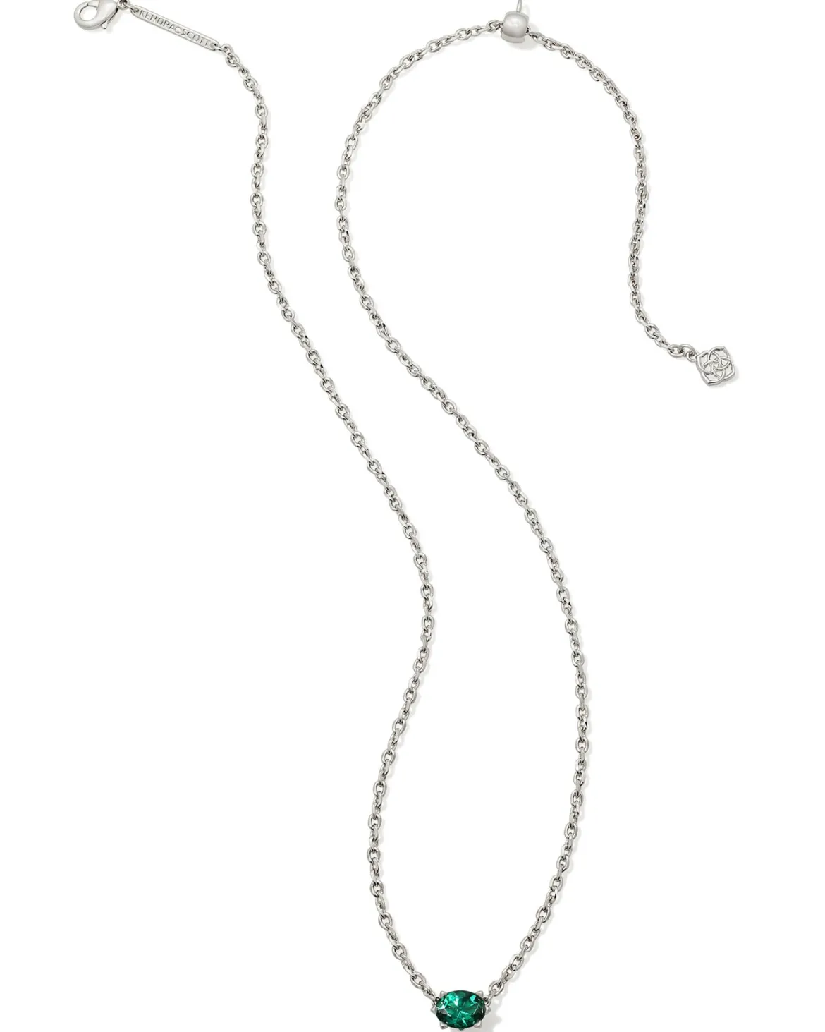 Cailin Silver Pendant Necklace in Green Crystal
