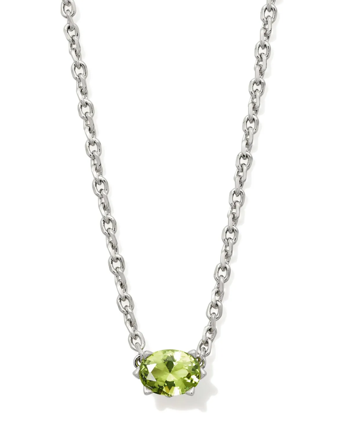 Cailin Silver Pendant Necklace in Light Green Crystal