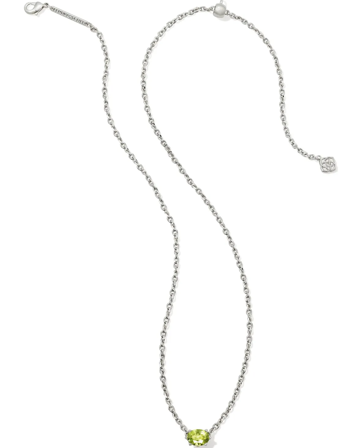 Cailin Silver Pendant Necklace in Light Green Crystal