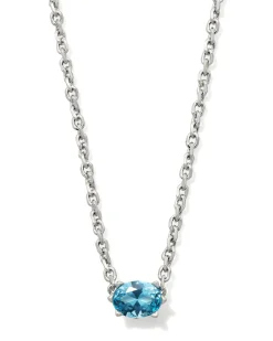 Cailin Silver Pendant Necklace in Aqua Crystal
