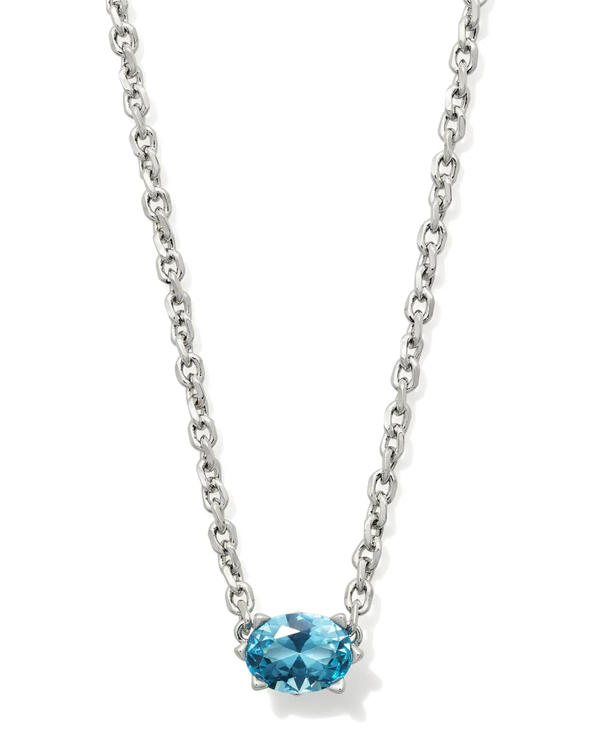 Cailin Silver Pendant Necklace in Aqua Crystal