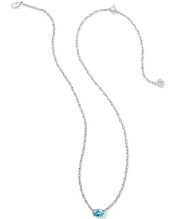 Cailin Silver Pendant Necklace in Aqua Crystal
