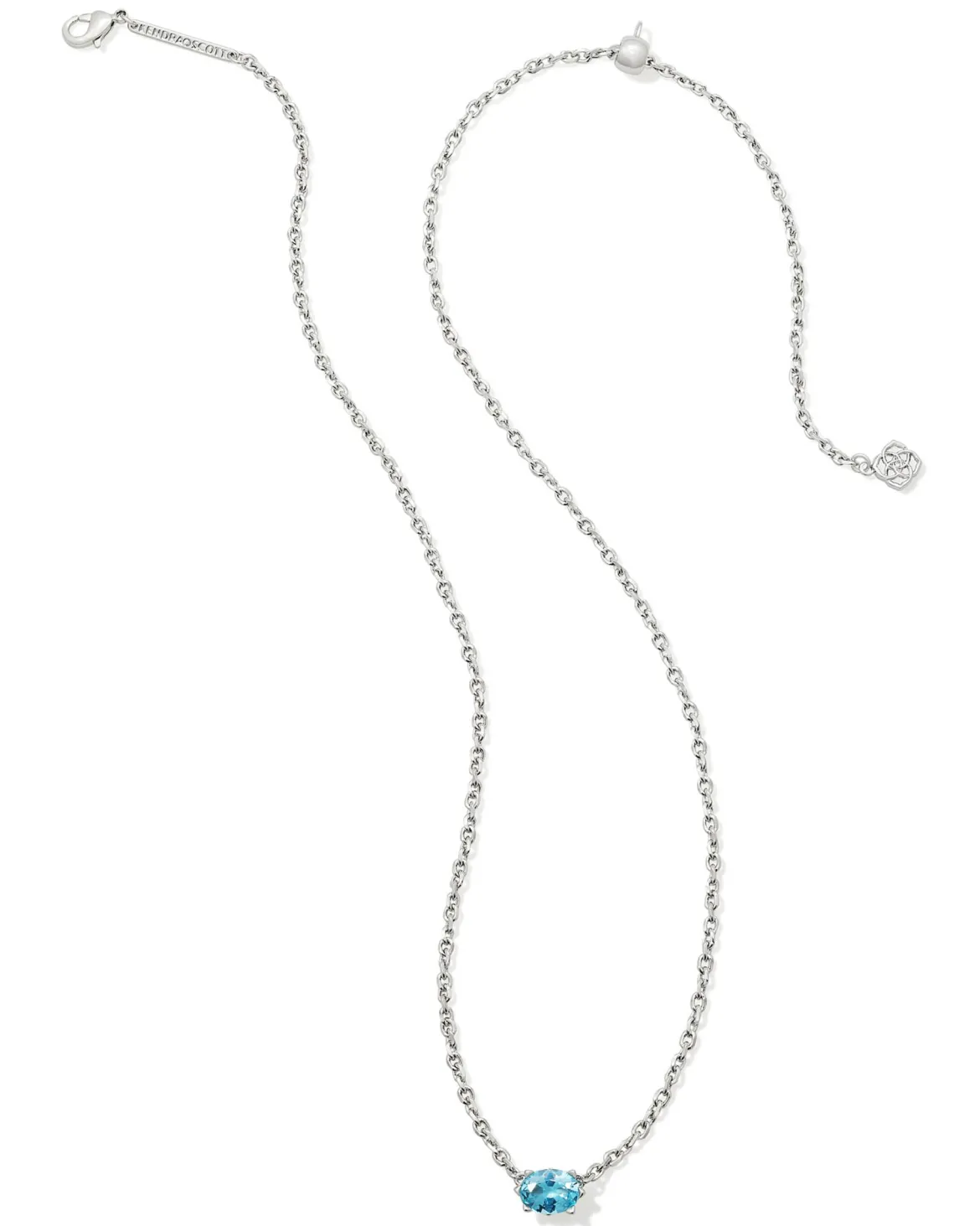 Cailin Silver Pendant Necklace in Aqua Crystal
