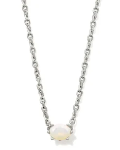 Cailin Silver Pendant Necklace in White Iridescent Crystal