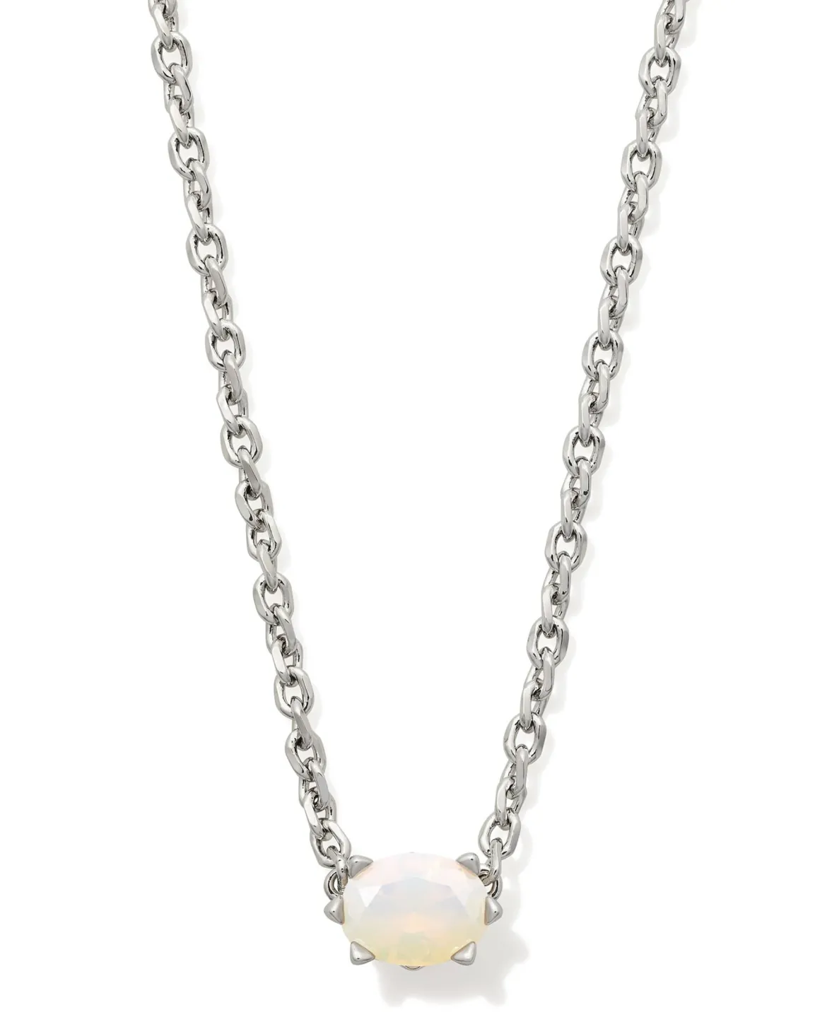 Cailin Silver Pendant Necklace in White Iridescent Crystal