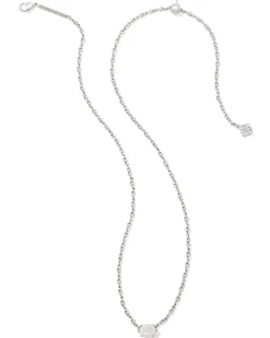 Cailin Silver Pendant Necklace in White Iridescent Crystal