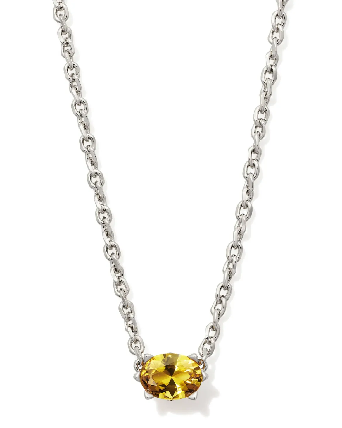 Cailin Silver Pendant Necklace in Golden Yellow Crystal