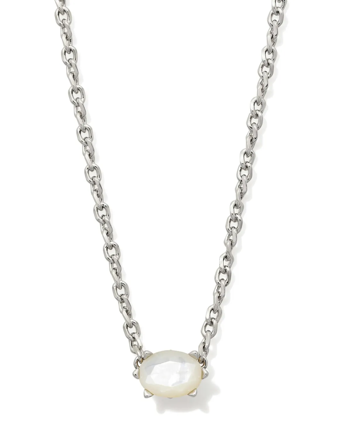 Cailin Silver Pendant Necklace in Ivory Mother-of-Pearl