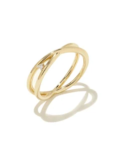 Caroline 14k Yellow Gold Band Ring in White Diamond