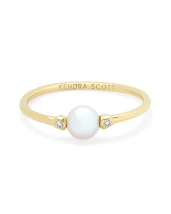Cathleen 14k Yellow Gold Band Ring Freshwater Cultured Pearl