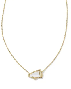 Cheer Gold Short Pendant Necklace in White Mother-of-Pearl