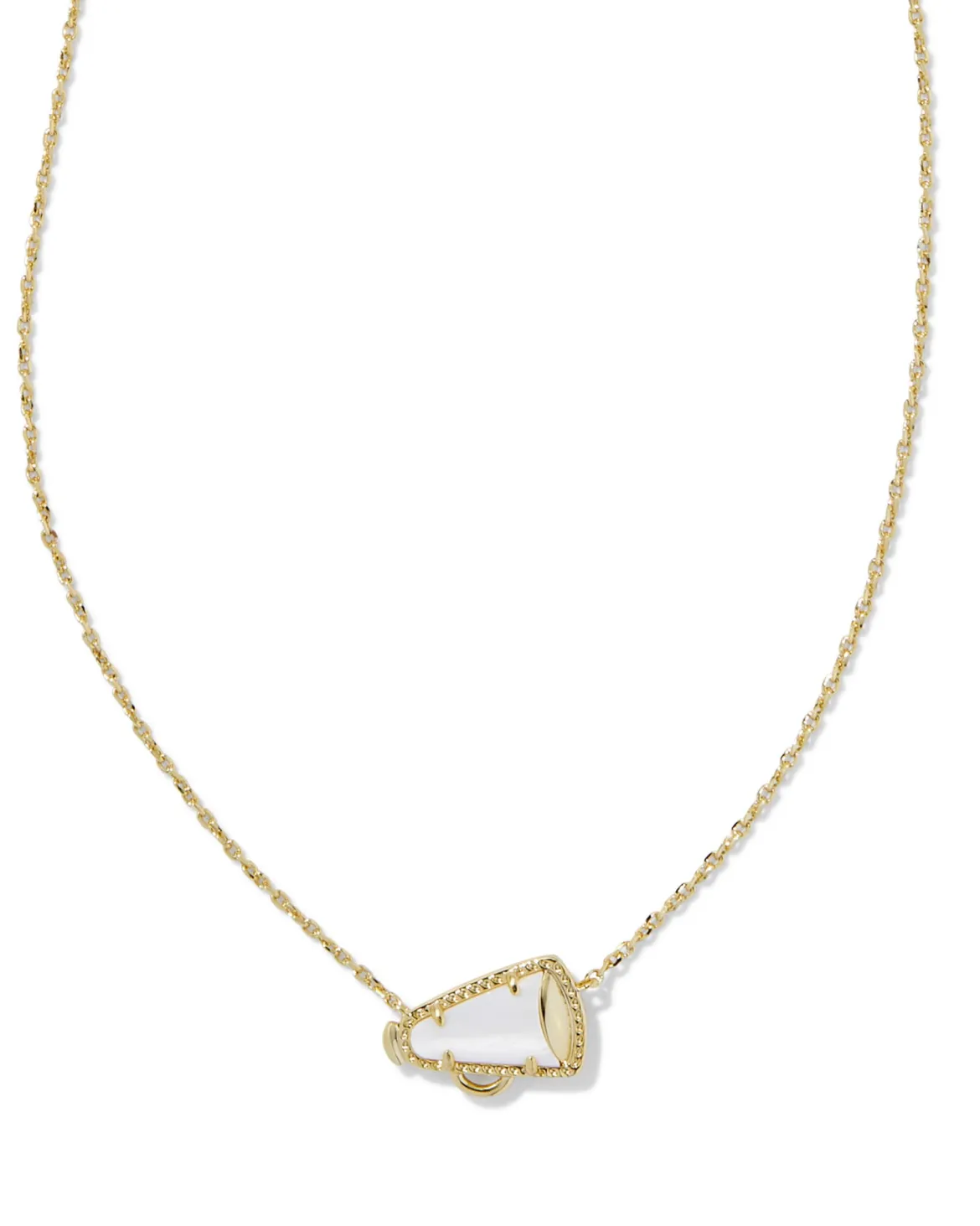 Cheer Gold Short Pendant Necklace in White Mother-of-Pearl