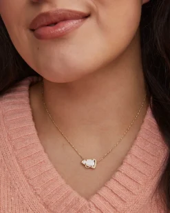 Cheer Gold Short Pendant Necklace in White Mother-of-Pearl