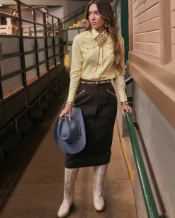 Concho Thin Belt in Taupe Leather