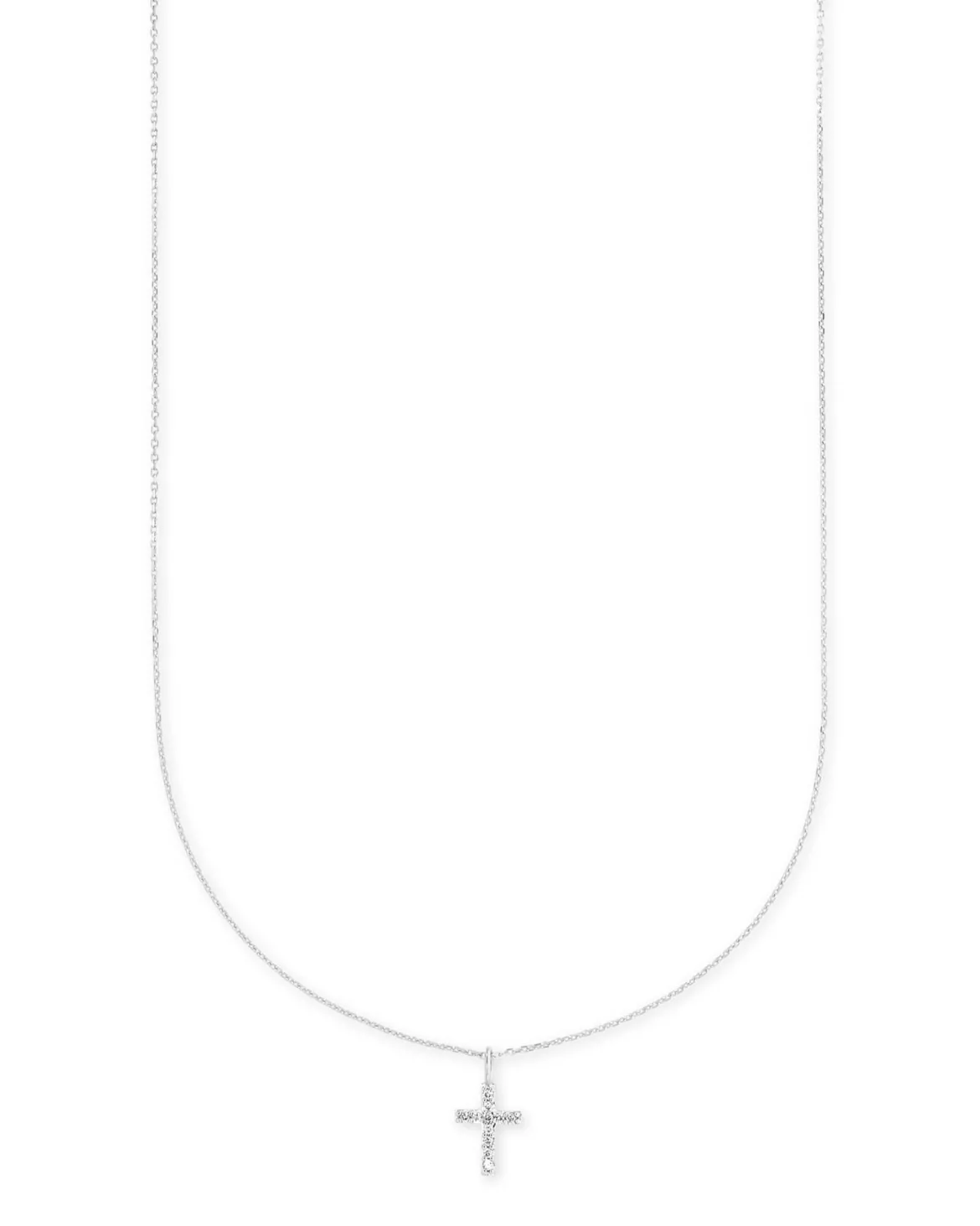 Cross 14k White Gold Pendant Necklace in White Diamonds