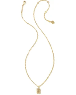 Crystal Letter B Gold Short Pendant Necklace in White Crystal