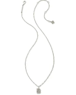 Crystal Letter B Silver Short Pendant Necklace in White Crystal